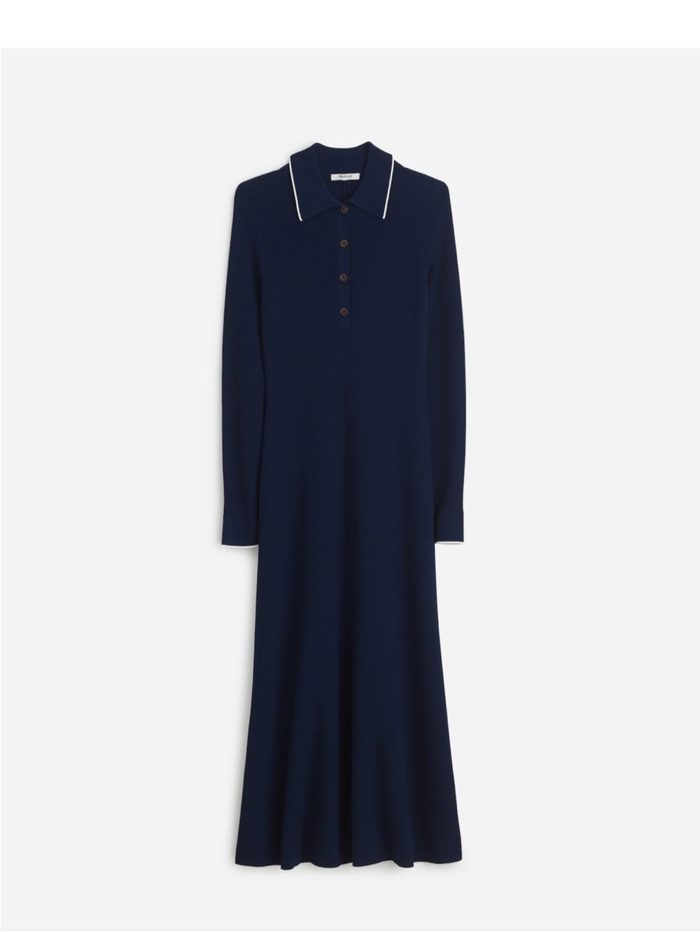 Madewell Ribbed Long-Sleeve Midi Dress polo